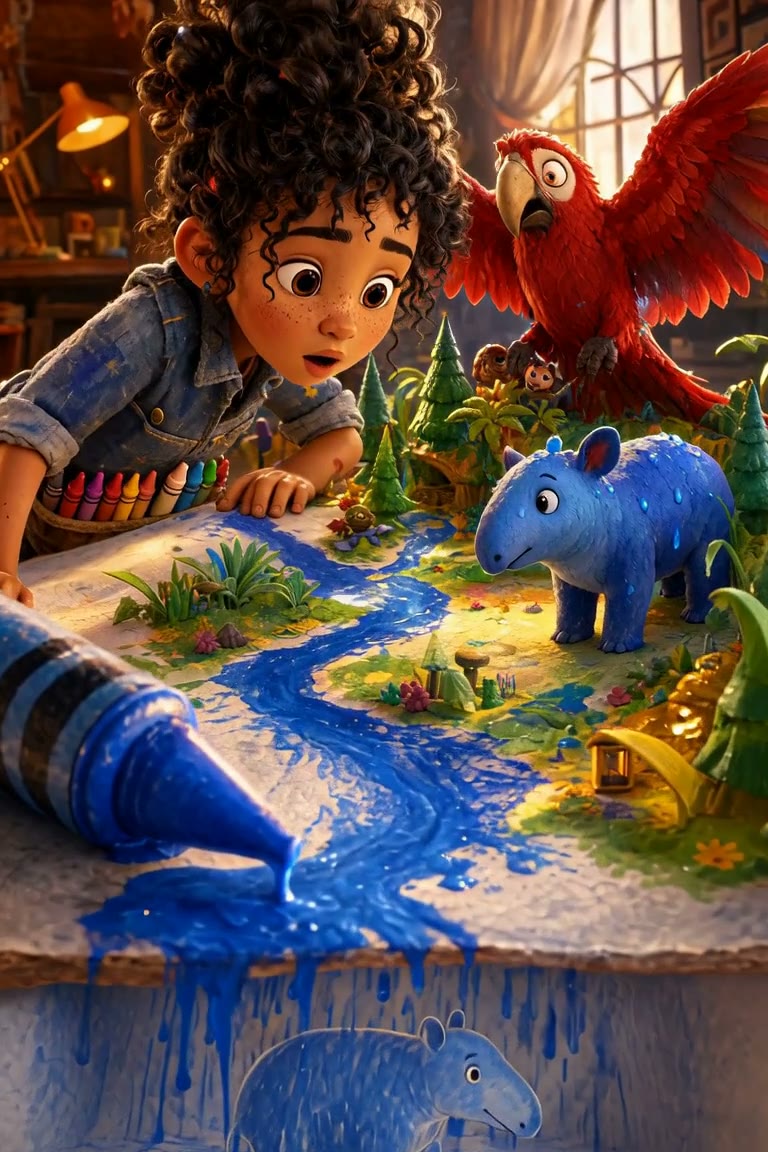 A frame from Rue and the Crayon Rainforest