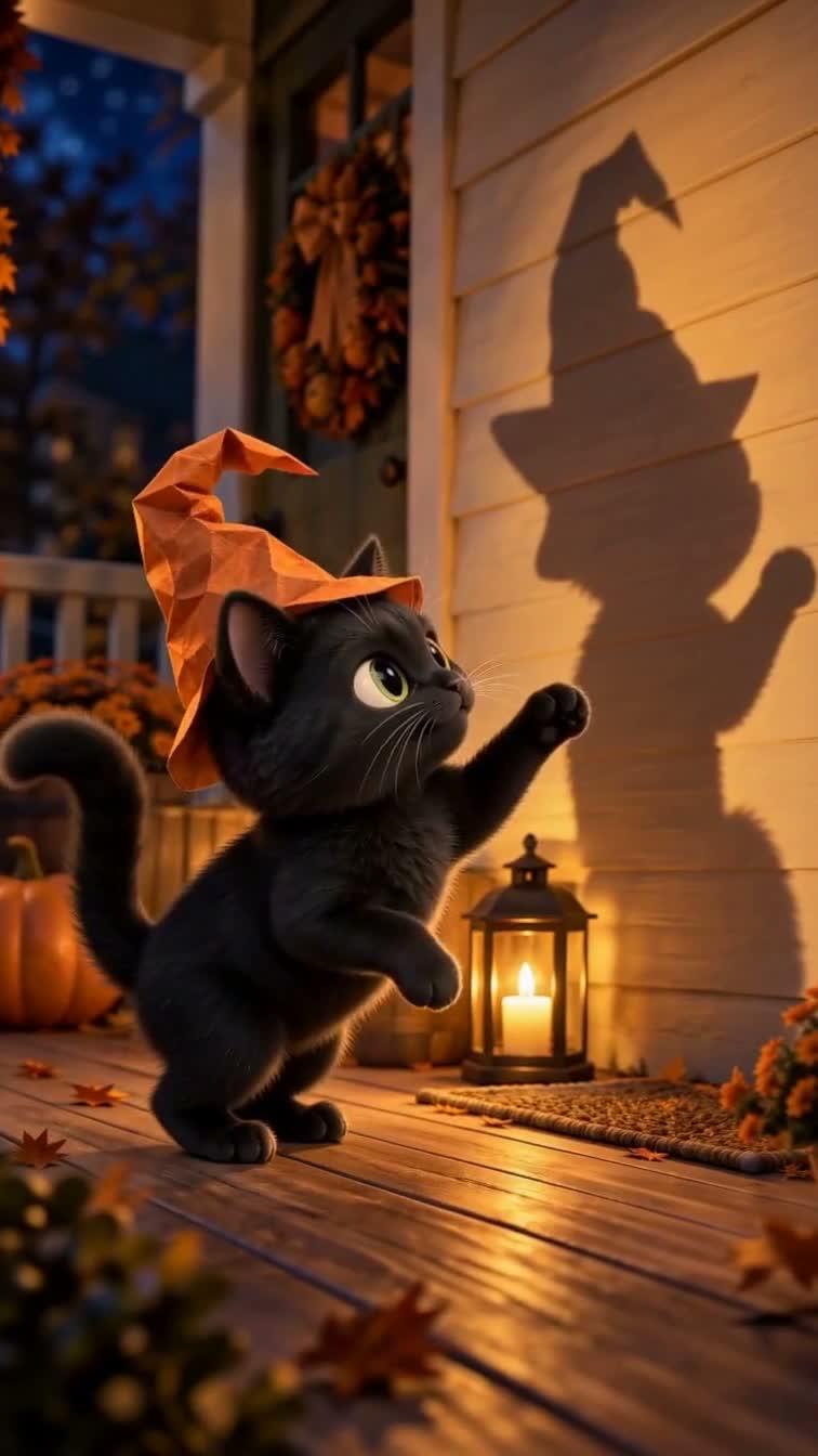 Film example for How to make an AI Halloween cat video
