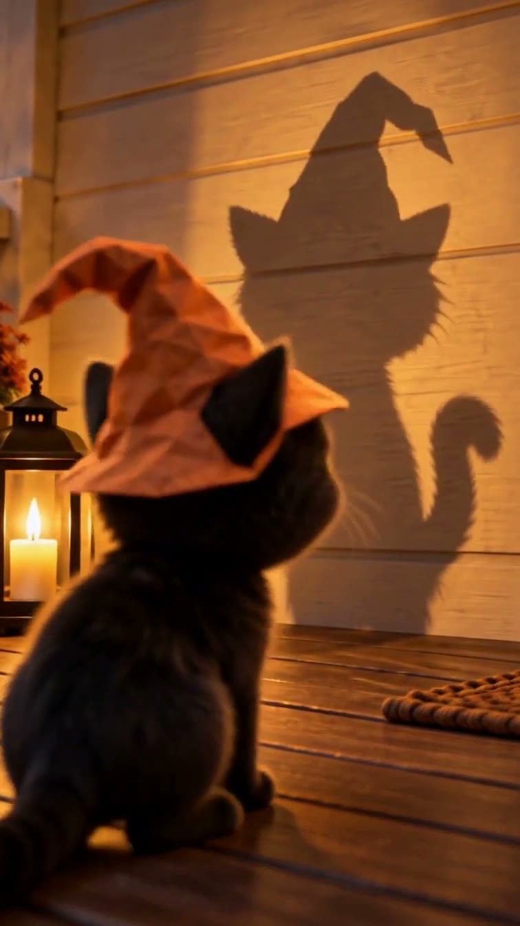 Miso looks back after watching its own shadow